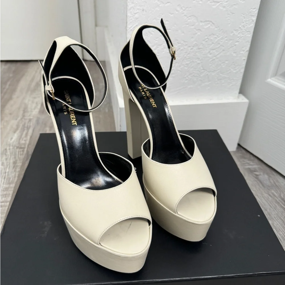 Saint Laurent Jodie Platform Sandals In Smooth Leather